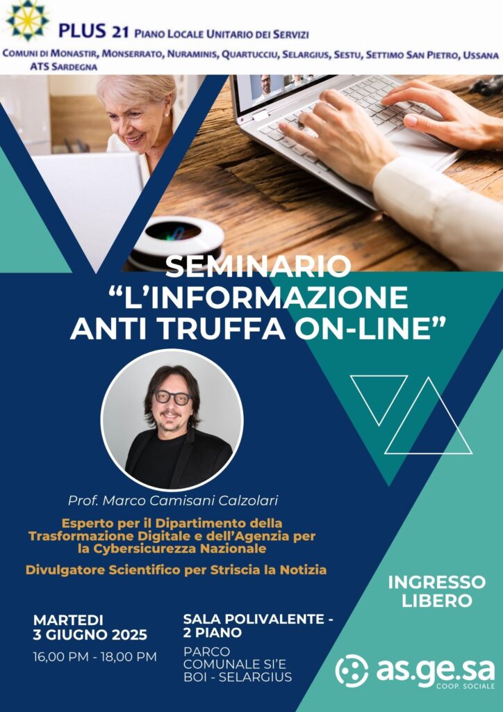 Seminario “L’INFORMAZIONE ANTI TRUFFA ON LINE” tenuto dal Prof. Marco Camisani Calzolari