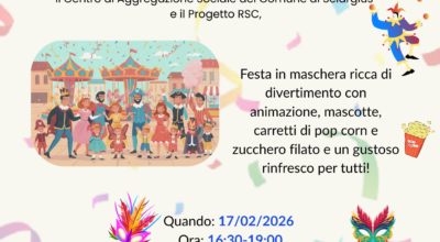 PROGRAMMA PIPPI 13 – FESTA DI CARNEVALE PER LE FAMIGLIE E I BAMBINI E RAGAZZI DEL PLUS 21